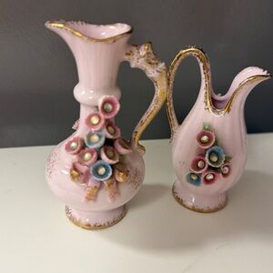 4 for $20: VINTAGE Lefton China Small Pink Floral Vases - Set of 2
